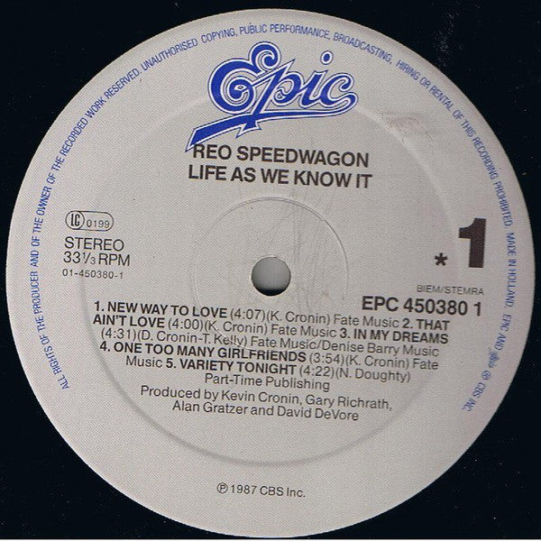 REO Speedwagon : Life As We Know It (LP, Album)