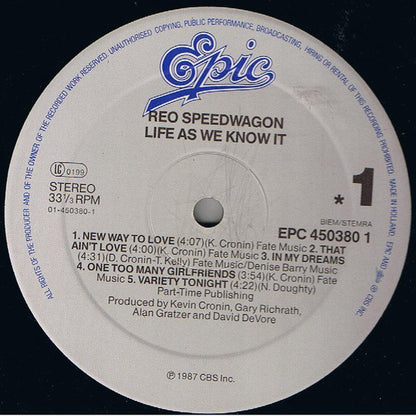 REO Speedwagon : Life As We Know It (LP, Album)
