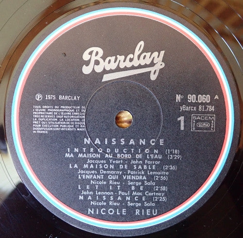 Nicole Rieu : Naissance (LP, Album, Gat)