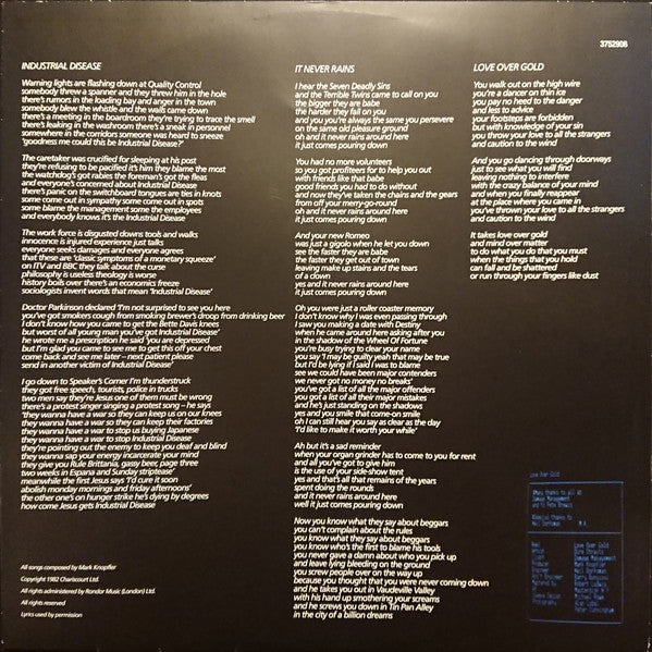 Dire Straits : Love Over Gold (LP, Album, RE, RM, 180)