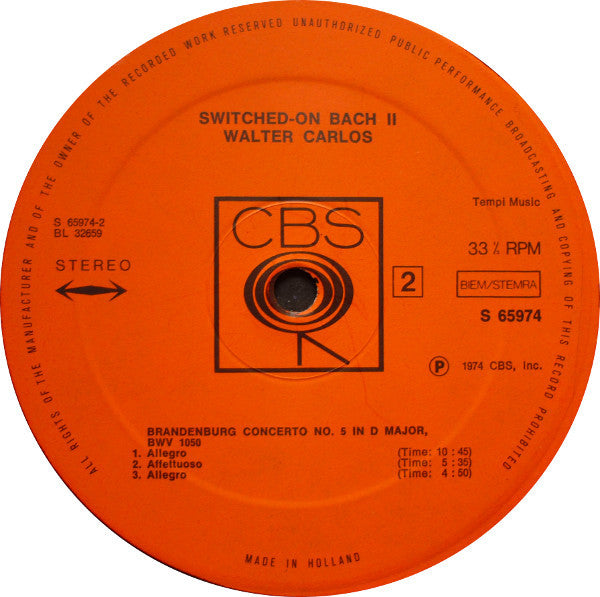 Walter Carlos : Switched-On Bach II (LP, Album)