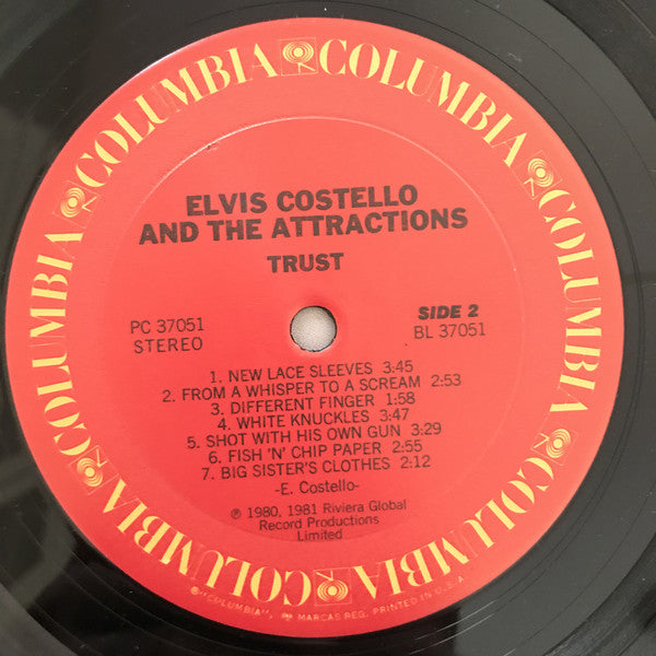 Elvis Costello & The Attractions : Trust (LP, Album, RE, Car)