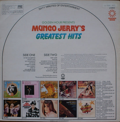 Mungo Jerry : Golden Hour Presents Mungo Jerry's Greatest Hits (LP, Comp)