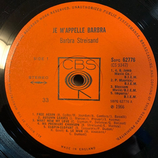 Barbra Streisand : Je M'Appelle Barbra (LP, Album)