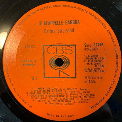 Barbra Streisand : Je M'Appelle Barbra (LP, Album)