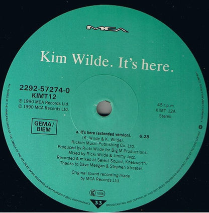 Kim Wilde : It's Here (12", Maxi)