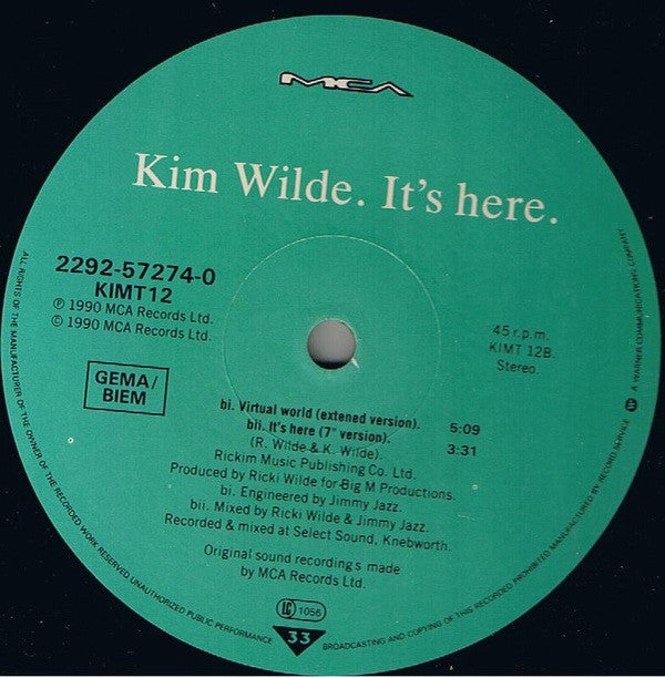 Kim Wilde : It's Here (12", Maxi)
