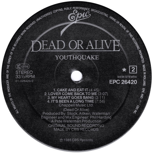 Dead Or Alive : Youthquake (LP, Album)