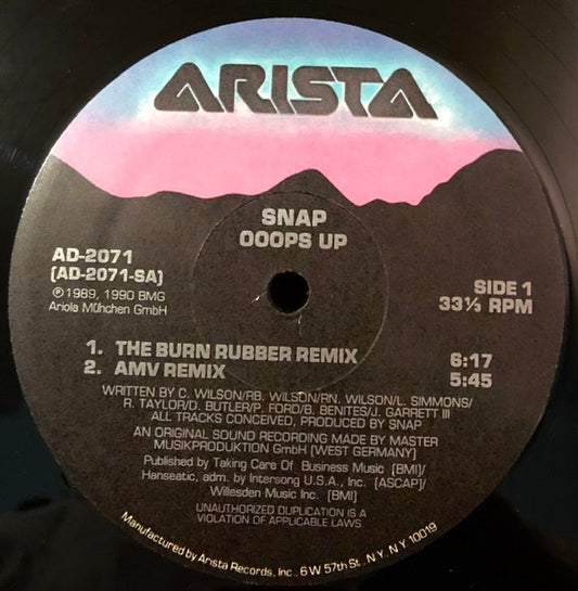 Snap! : Ooops Up / Believe The Hype (12")