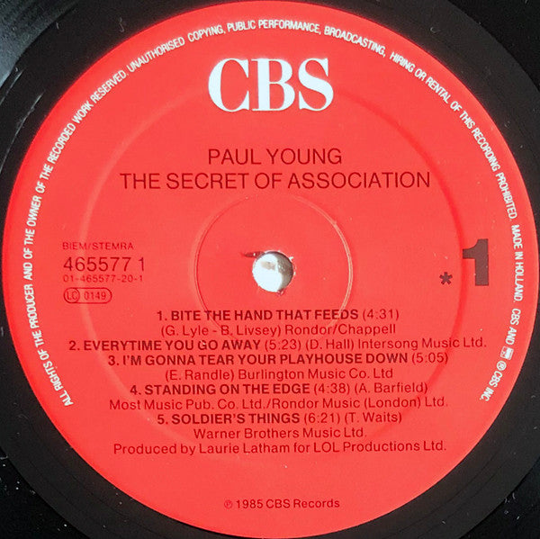 Paul Young : The Secret Of Association (LP, Album, Red)