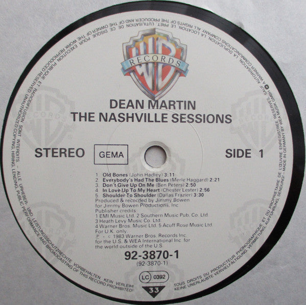 Dean Martin : The Nashville Sessions (LP, Album)