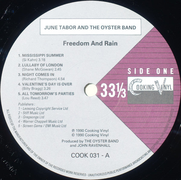 June Tabor & Oysterband : Freedom And Rain (LP, Album)