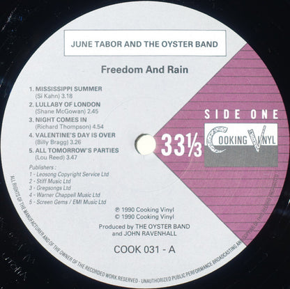 June Tabor & Oysterband : Freedom And Rain (LP, Album)