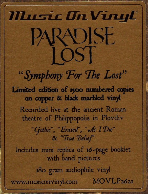 Paradise Lost : Symphony For The Lost (2xLP, Album, Ltd, Num, RE, Cop)