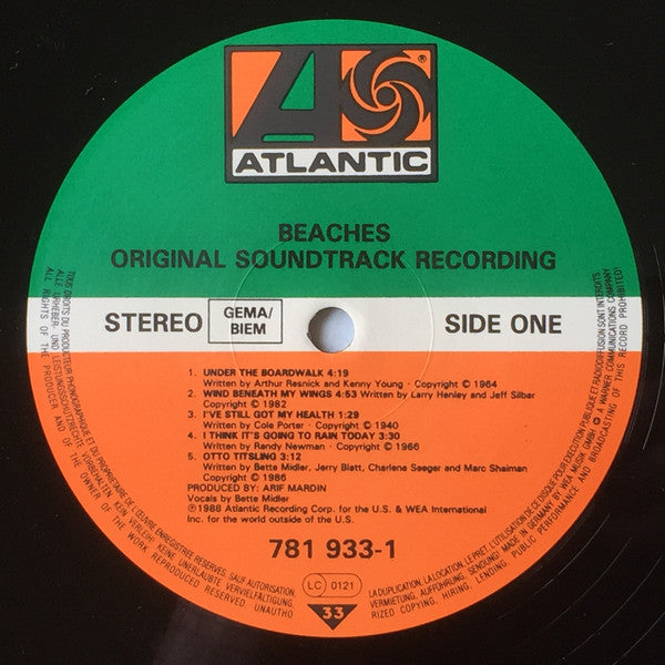 Bette Midler : Beaches (Original Soundtrack Recording) (LP, Album)