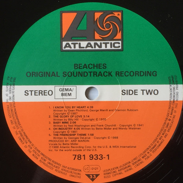 Bette Midler : Beaches (Original Soundtrack Recording) (LP, Album)