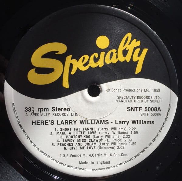 Larry Williams (3) : Original Hits (LP, RE)