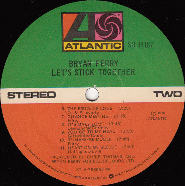 Bryan Ferry : Let's Stick Together (LP, Album, Comp, PR )