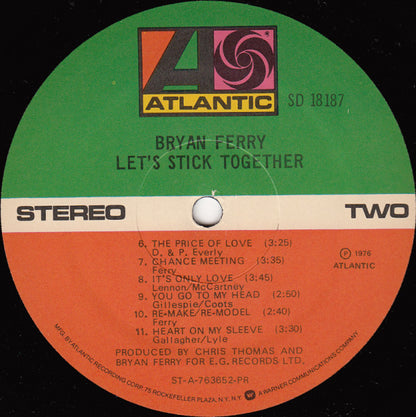 Bryan Ferry : Let's Stick Together (LP, Album, Comp, PR )