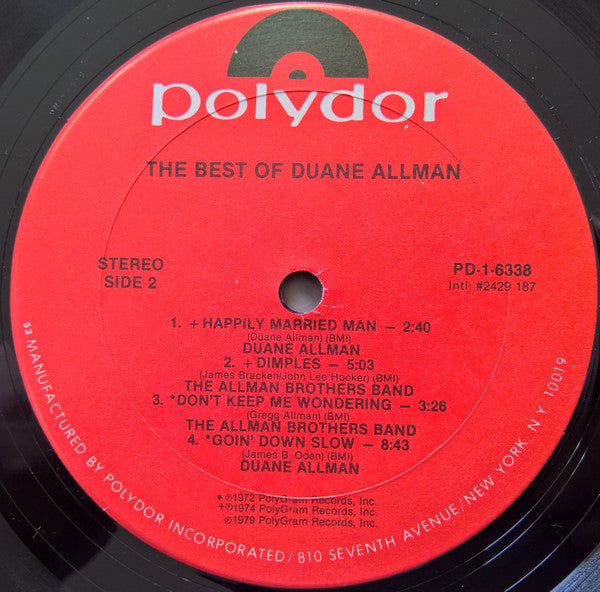 Duane Allman : The Best Of Duane Allman (LP, Comp, RP, 53)