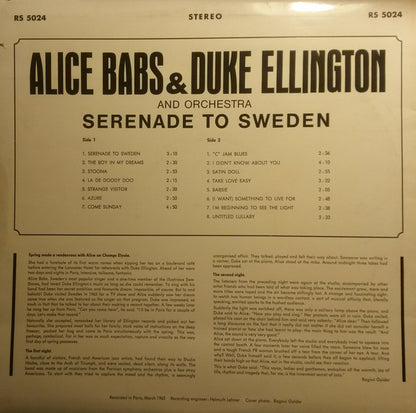 Alice Babs & Duke Ellington : Serenade To Sweden (LP)