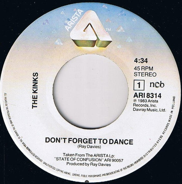 The Kinks : Don't Forget To Dance (7", Single)