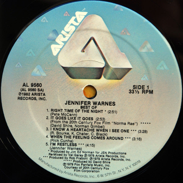 Jennifer Warnes : Best Of Jennifer Warnes (LP, Comp)