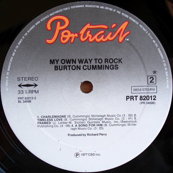 Burton Cummings : My Own Way To Rock (LP, Album)
