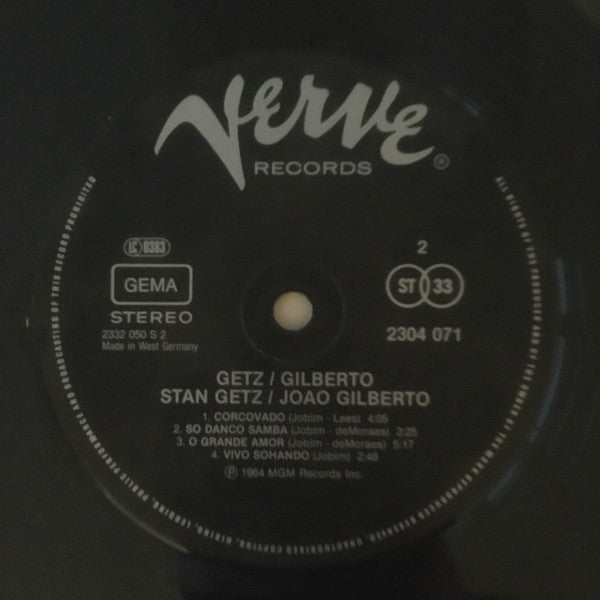 Stan Getz / João Gilberto Featuring Antonio Carlos Jobim : Getz / Gilberto (LP, Album, RE)