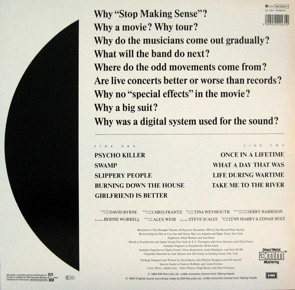 Talking Heads : Stop Making Sense (LP, Album)