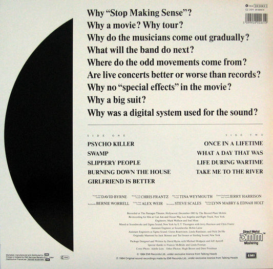 Talking Heads : Stop Making Sense (LP, Album)