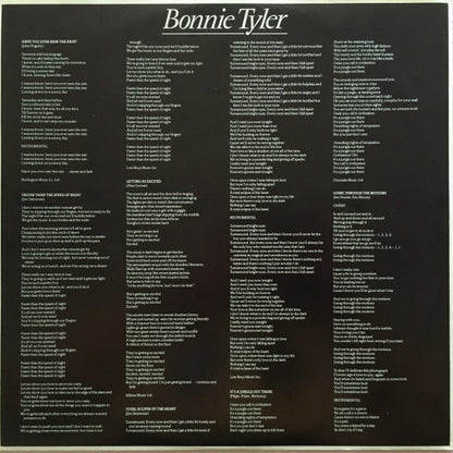 Bonnie Tyler : Faster Than The Speed Of Night (LP, Album)