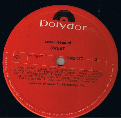 Sweet* : Level Headed (LP, Album, Gat)