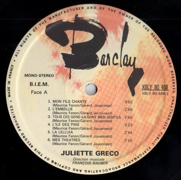 Juliette Gréco : Juliette Greco (LP, Album)