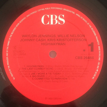 Waylon Jennings, Willie Nelson, Johnny Cash, Kris Kristofferson : Highwayman (LP, Album, RP)
