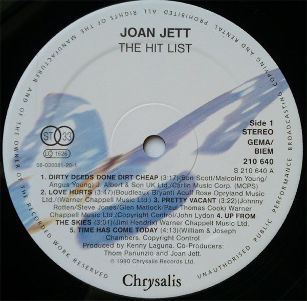 Joan Jett : The Hit List (LP, Album)