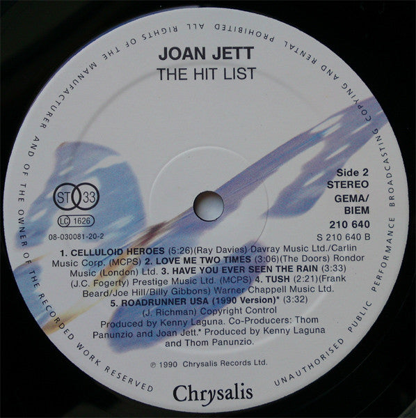 Joan Jett : The Hit List (LP, Album)