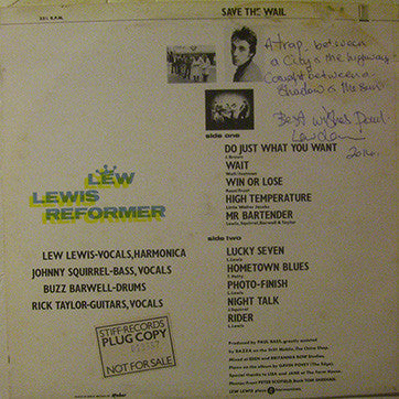 Lew Lewis Reformer : Save The Wail (LP, Album)