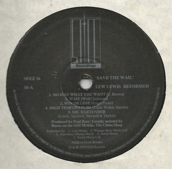 Lew Lewis Reformer : Save The Wail (LP, Album)
