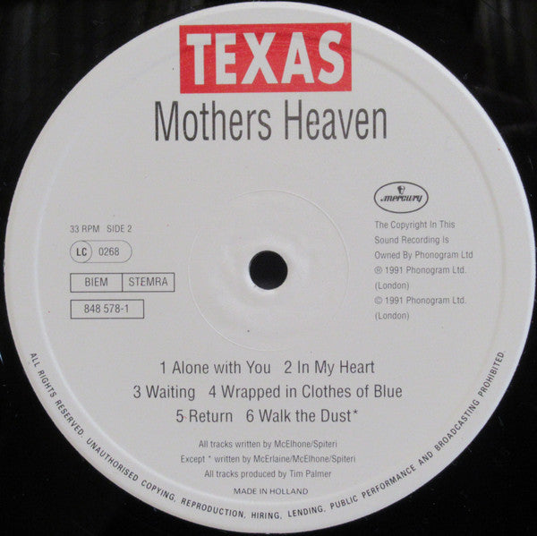 Texas : Mothers Heaven (LP, Album)