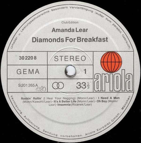 Amanda Lear : Diamonds For Breakfast (LP, Album, Club)