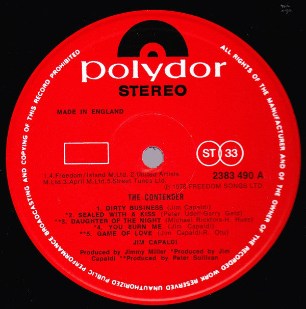 Jim Capaldi : The Contender (LP, Album)