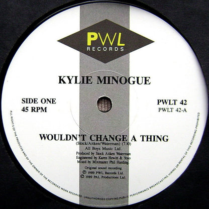 Kylie Minogue : Wouldn't Change A Thing (The Espagna Mix)  (12")