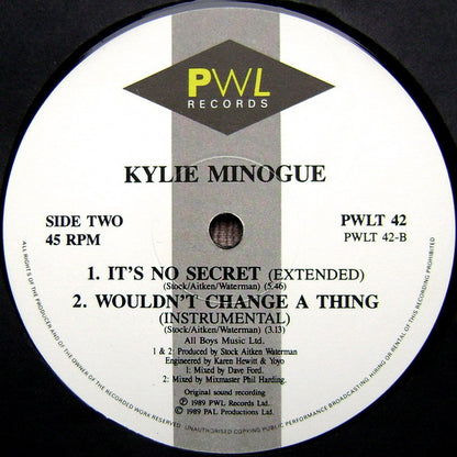 Kylie Minogue : Wouldn't Change A Thing (The Espagna Mix)  (12")