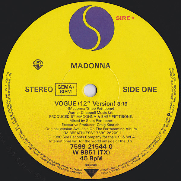 Madonna : Vogue (12", Single)