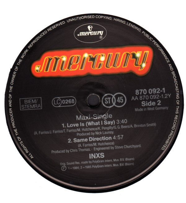 INXS : New Sensation (12", Maxi, Mis)