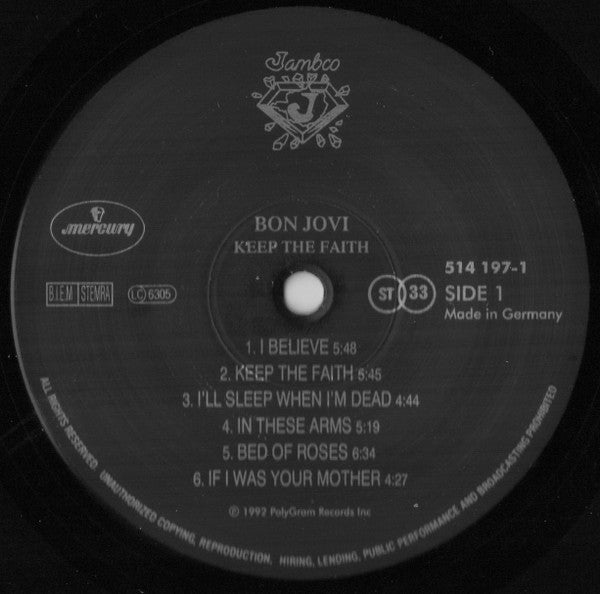 Bon Jovi : Keep The Faith (LP, Album)