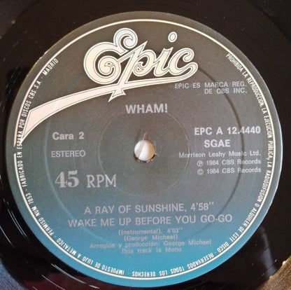 Wham! : Wake Me Up Before You Go-Go (12", Maxi, Mono)