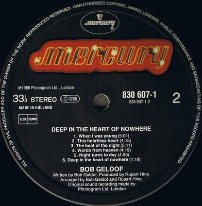 Bob Geldof : Deep In The Heart Of Nowhere (LP, Album)