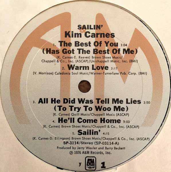 Kim Carnes : Sailin' (LP, Album, RE, y)